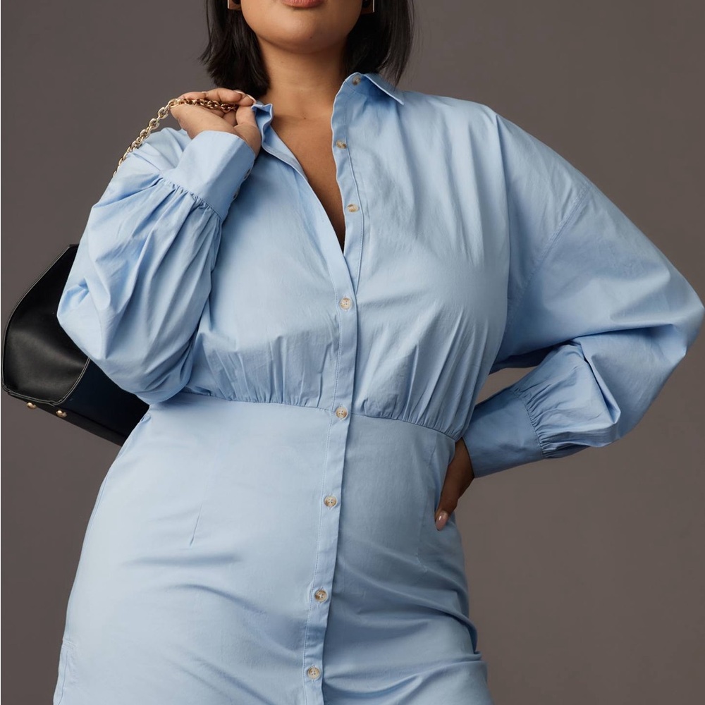 Maeve Light Blue Button-Up Dress